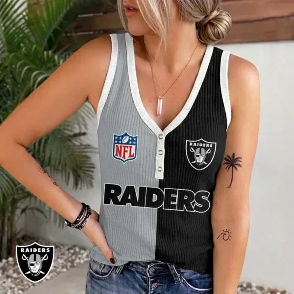 [SPECIAL OFFER] NEW CUSTOMIZED NFL07 LVR LAS VEGAS RAIDERS WOMEN'S V-NECK TANK TOP
