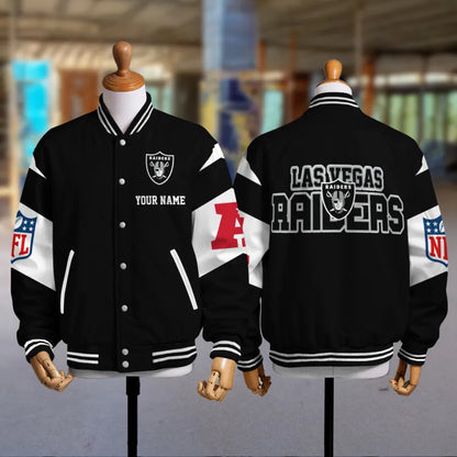 [HOT DEAL] NEW CUSTOMIZED NFL07 LVR LAS VEGAS RAIDERS SATIN VARSITY & BASEBALL JACKET