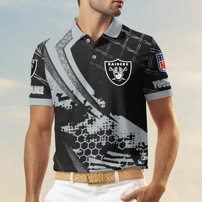 LIMITED EDITION - NEW CUSTOMIZED NFL07 LVR LAS VEGAS RAIDERS POLO SHIRT