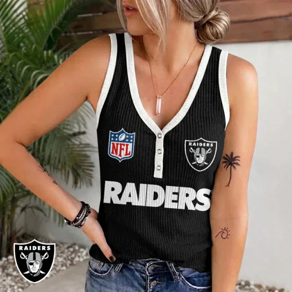 [SPECIAL OFFER] NEW CUSTOMIZED NFL07 LVR LAS VEGAS RAIDERS WOMEN'S V-NECK TANK TOP