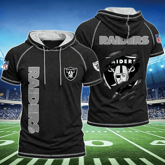 [SPECIAL OFFER] NEW CUSTOMIZED NFL07 LVR LAS VEGAS RAIDERS SHORT SLEEVE HOODIE