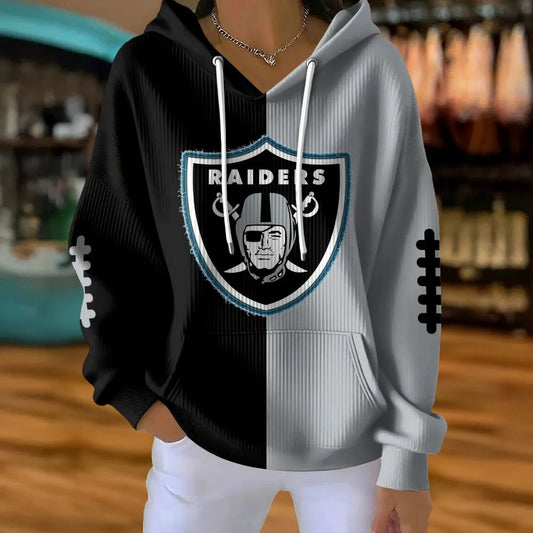 LIMITED EDITION - NEW CUSTOMIZED NFL07 LVR LAS VEGAS RAIDERS RIBBED HOODIE & SWEATSHIRT