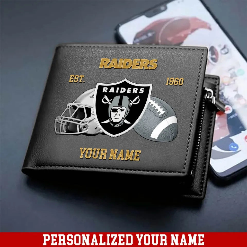 LIMITED EDITION - NEW CUSTOMIZED NFL07 LVR LAS VEGAS RAIDERS LEATHER WALLET