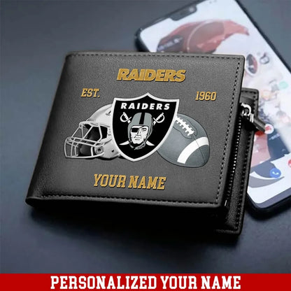 LIMITED EDITION - NEW CUSTOMIZED NFL07 LVR LAS VEGAS RAIDERS LEATHER WALLET