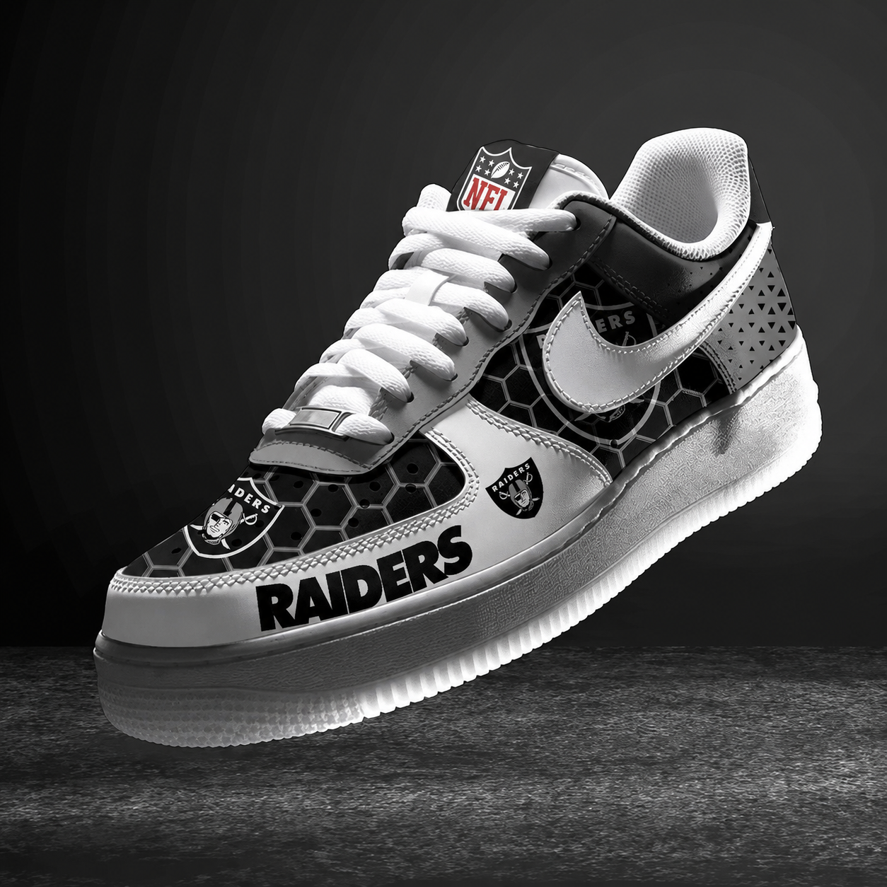 LIMITED EDITION - NEW CUSTOMIZED NFL07 LVR LAS VEGAS RAIDERS AF1 SNEAKERS