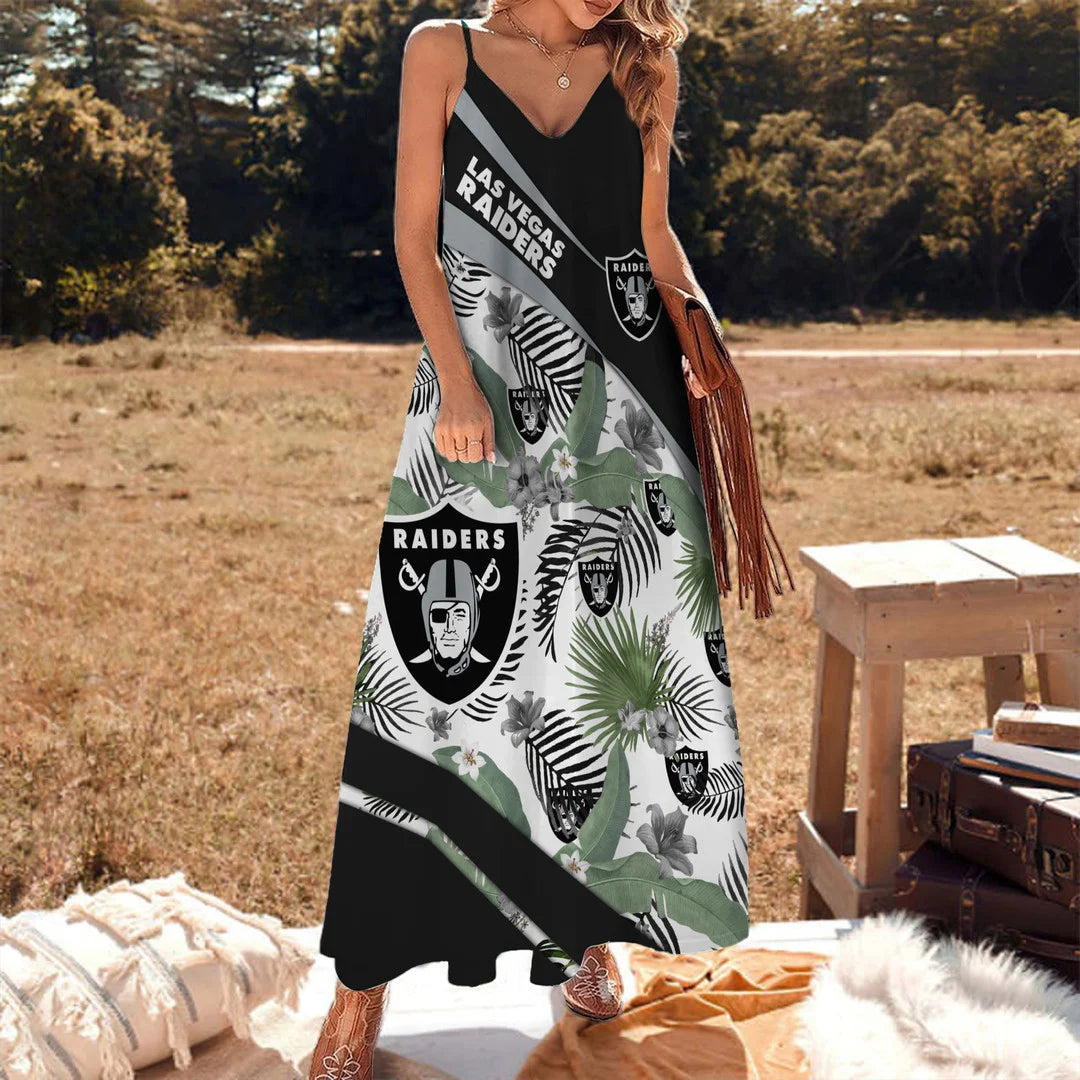 LIMITED RUN - NEW CUSTOMED NFL07 LVR LV RAIDERS HAWAIIAN LONG DRESS