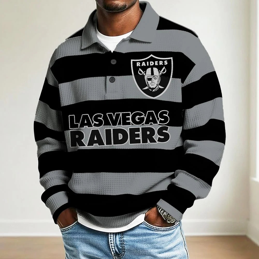 LIMITED EDITION - NEW CUSTOMIZED NFL07 LV RAIDERS MEN LONG SLEEVE POLO SHIRT