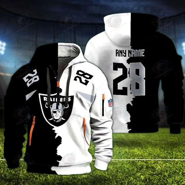 [SPECIAL OFFER] NEW CUSTOMIZED NFL07 LVR LAS VEGAS RAIDERS QUARTER ZIP HOODIE