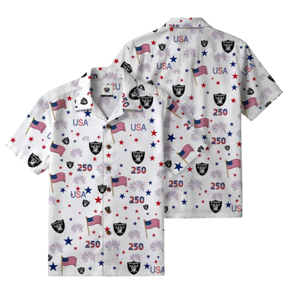 LIMITED EDITION - NEW CUSTOMIZED NFL07 LVR LAS VEGAS RAIDERS PATRIOTIC 250 USA HAWAIIAN SHIRT