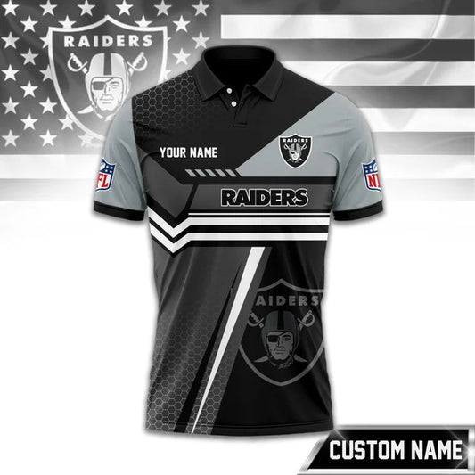 SPECIAL EDITION - NEW CUSTOMIZED NFL07 LVR LAS VEGAS RAIDERS POLO SHIRT, ZIP POLO SHIRT & T-SHIRTS
