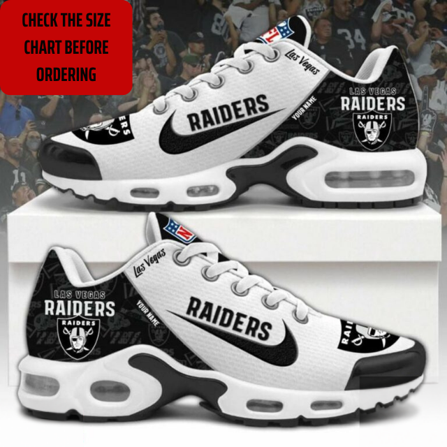 ELITE EDITION - NEW CUSTOMIZED NFL07 LVR LAS VEGAS RAIDERS AIR MAX PLUS SNEAKERS