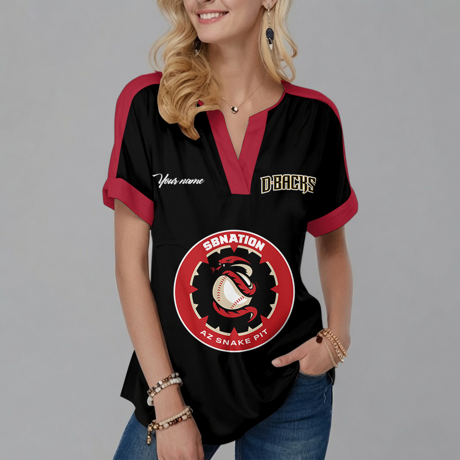 [FLASH SALE] NEW CUSTOMIZED MLB07 ADS ARIZONA DIAMONDBACKS V-NECK FEMALE SHIRT