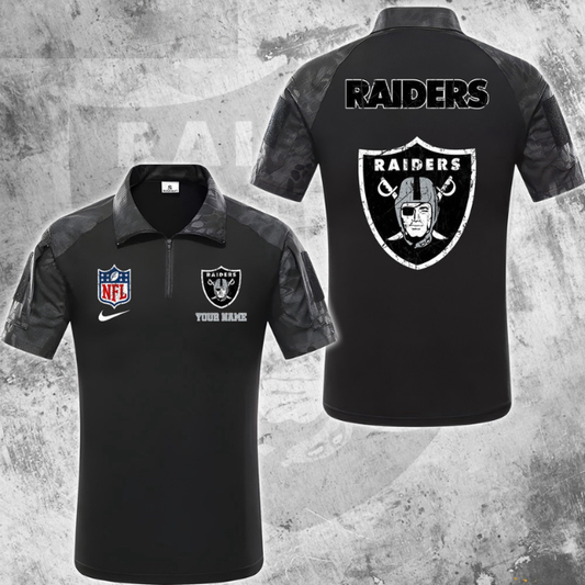 ELITE EDITION - NEW CUSTOMIZED NFL07 LVR LAS VEGAS RAIDERS POLO SHIRT, ZIP POLO SHIRT & T-SHIRTS
