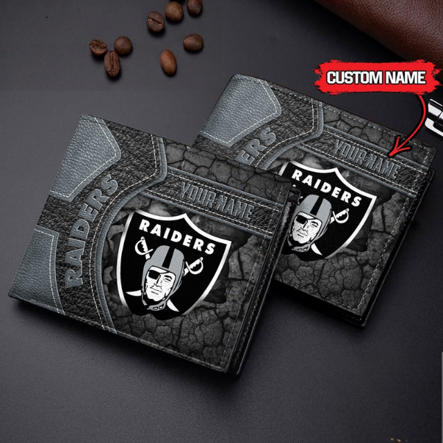 VIRAL SALE - NEW CUSTOMIZED NFL07 LVR LAS VEGAS RAIDERS LEATHER WALLET