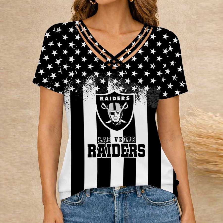 [SPECIAL OFFER] NEW CUSTOMIZED NFL07 LVR LAS VEGAS RAIDERS V-NECK SHIRT
