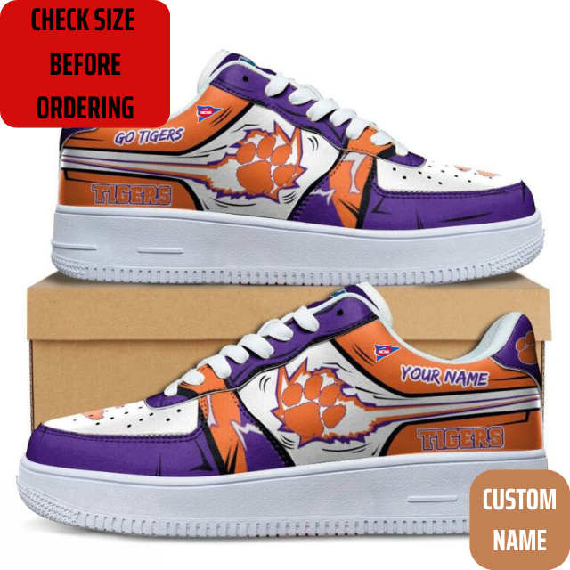 VIRAL EDITION - NEW CUSTOMIZED NCAA FBS07 CST CLEMSON TIGERS AF1 SHOES
