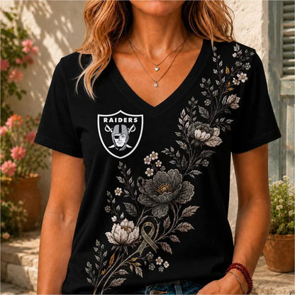 ELITE EDITION - NEW CUSTOMIZED NFL07 LVR LAS VEGAS RAIDERS V-NECK FEMALE SHIRT