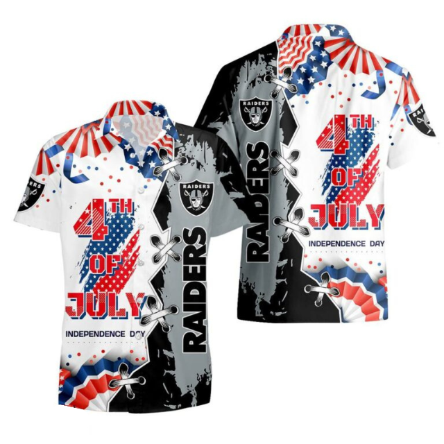 MEGA SALE - NEW CUSTOMIZED NFL07 LVR LAS VEGAS RAIDERS INDEPENDENCE DAY HAWAIIAN SHIRT