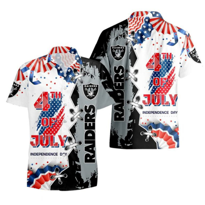 MEGA SALE - NEW CUSTOMIZED NFL07 LVR LAS VEGAS RAIDERS INDEPENDENCE DAY HAWAIIAN SHIRT
