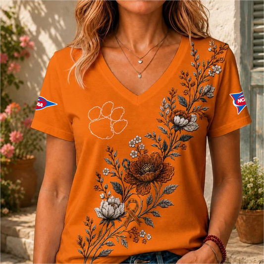 ELITE EDITION - NEW CUSTOMIZED NCAA FBS07 CST CLEMSON TIGERS V-NECK FEMALE SHIRT