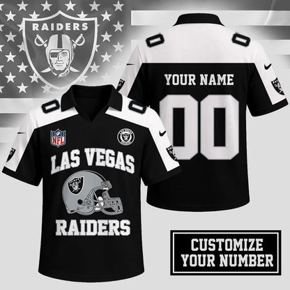ELITE EDITION - NEW CUSTOMIZED NFL07 LVR LAS VEGAS RAIDERS POLO SHIRT