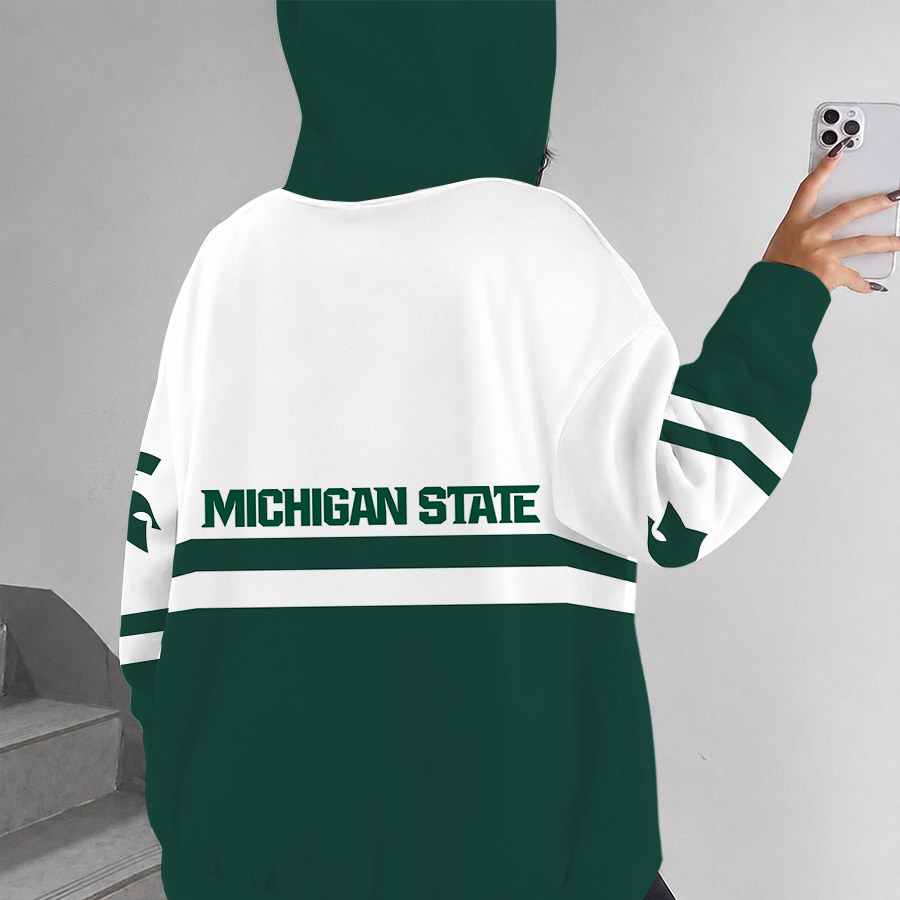 [FAN FAVORITE] NEW CUSTOMIZED NCAA MAM07 MSS MICHIGAN STATE SPARTANS STRAPPY ZIP HOODIE
