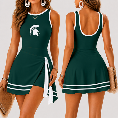 [FAN FAVORITE] NEW CUSTOMIZED NCAA MAM07 MSS MICHIGAN STATE SPARTANS WOMEN'S SUMMER SKORT DRESS