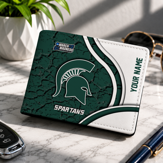 FINAL CLEARANCE - NEW CUSTOMIZED NCAA MAM07 MSS MICHIGAN STATE SPARTANS LEATHER WALLET