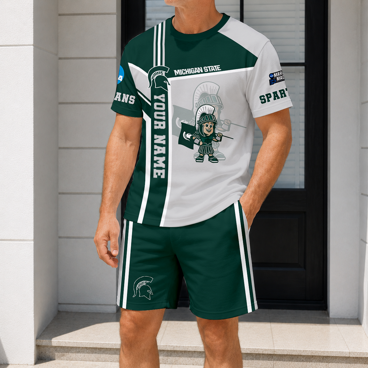 ELITE EDITION - NEW CUSTOMIZED NCAA MAM07 MSS MS SPARTANS T-SHIRT & SHORT PANTS SET