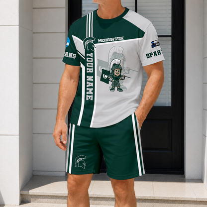 ELITE EDITION - NEW CUSTOMIZED NCAA MAM07 MSS MS SPARTANS T-SHIRT & SHORT PANTS SET