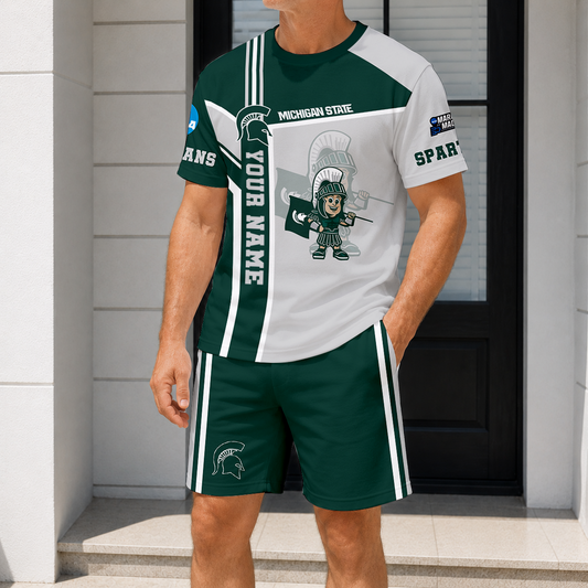 ELITE EDITION - NEW CUSTOMIZED NCAA MAM07 MSS MS SPARTANS T-SHIRT & SHORT PANTS SET