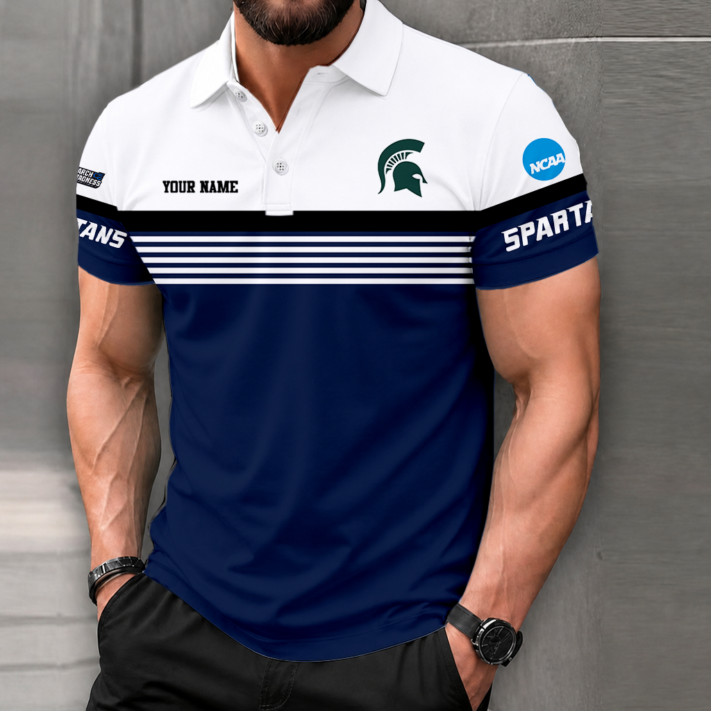 LIMITED EDITION - NEW CUSTOMIZED NCAA MAM07 MSS MICHIGAN STATE SPARTANS POLO SHIRT