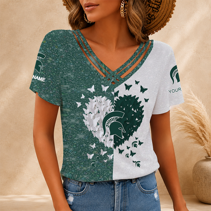 [FAN FAVORITE] NEW CUSTOMIZED NCAA MAM07 MSS MICHIGAN STATE SPARTANS V-NECK SHIRT