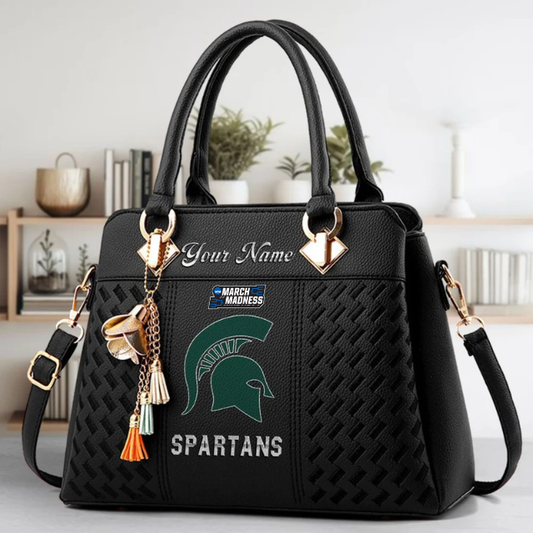 LIMITED EDITION - NEW CUSTOMIZED NCAA MAM07 MSS MICHIGAN STATE SPARTANS ZIP HANDBAG MULTICOLOR