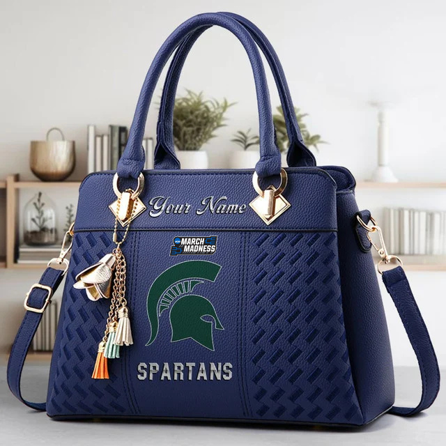 LIMITED EDITION - NEW CUSTOMIZED NCAA MAM07 MSS MICHIGAN STATE SPARTANS ZIP HANDBAG MULTICOLOR