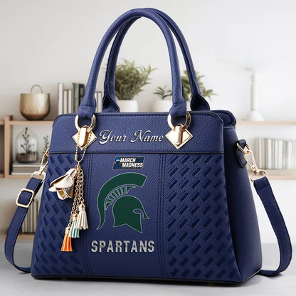 LIMITED EDITION - NEW CUSTOMIZED NCAA MAM07 MSS MICHIGAN STATE SPARTANS ZIP HANDBAG MULTICOLOR