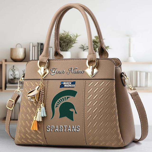 LIMITED EDITION - NEW CUSTOMIZED NCAA MAM07 MSS MICHIGAN STATE SPARTANS ZIP HANDBAG MULTICOLOR