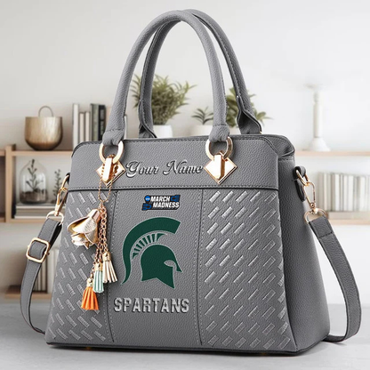 LIMITED EDITION - NEW CUSTOMIZED NCAA MAM07 MSS MICHIGAN STATE SPARTANS ZIP HANDBAG MULTICOLOR