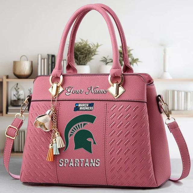 LIMITED EDITION - NEW CUSTOMIZED NCAA MAM07 MSS MICHIGAN STATE SPARTANS ZIP HANDBAG MULTICOLOR