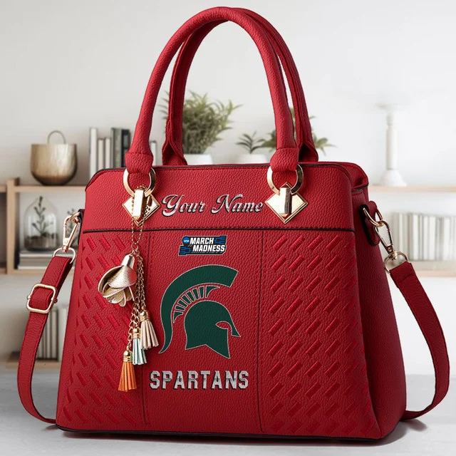 LIMITED EDITION - NEW CUSTOMIZED NCAA MAM07 MSS MICHIGAN STATE SPARTANS ZIP HANDBAG MULTICOLOR