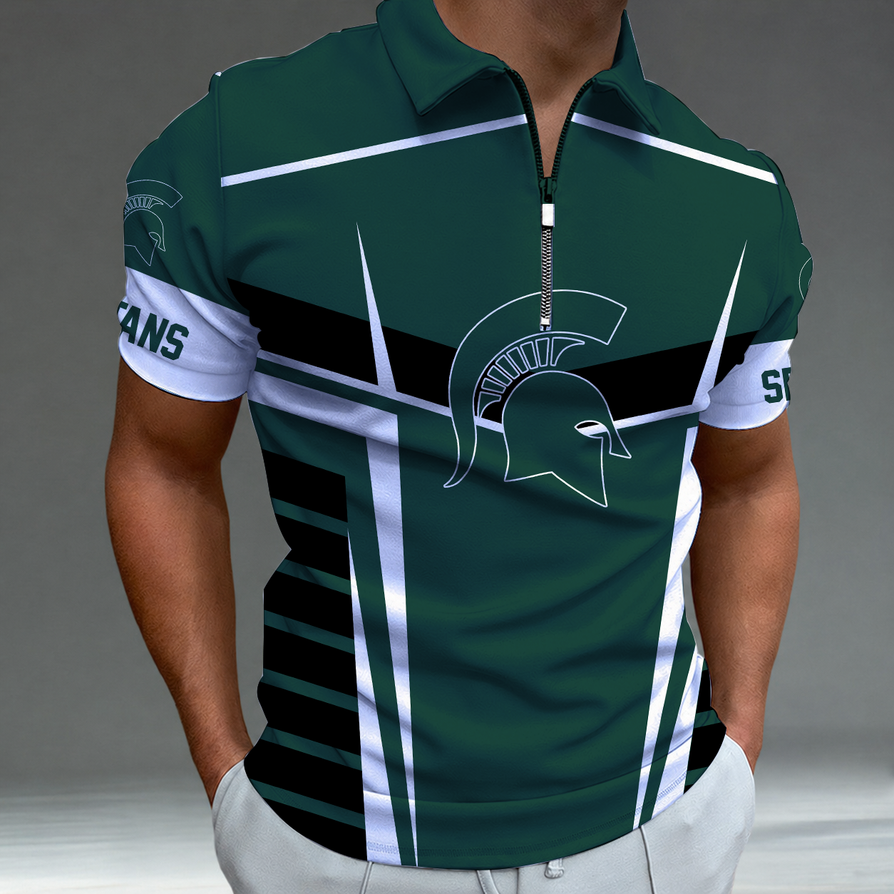 [FAN FAVORITE] NEW CUSTOMIZED NCAA MAM07 MSS MICHIGAN STATE SPARTANS STRAPPY POLO SHIRT