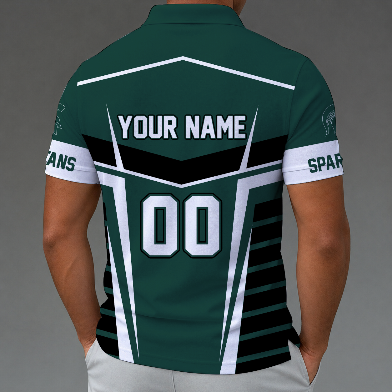 [FAN FAVORITE] NEW CUSTOMIZED NCAA MAM07 MSS MICHIGAN STATE SPARTANS STRAPPY POLO SHIRT