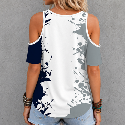 [FAN FAVORITE] NEW CUSTOMIZED NCAA CFH07 UCH UCONN HUSKIES CRISS CROSS V-NECK TOP