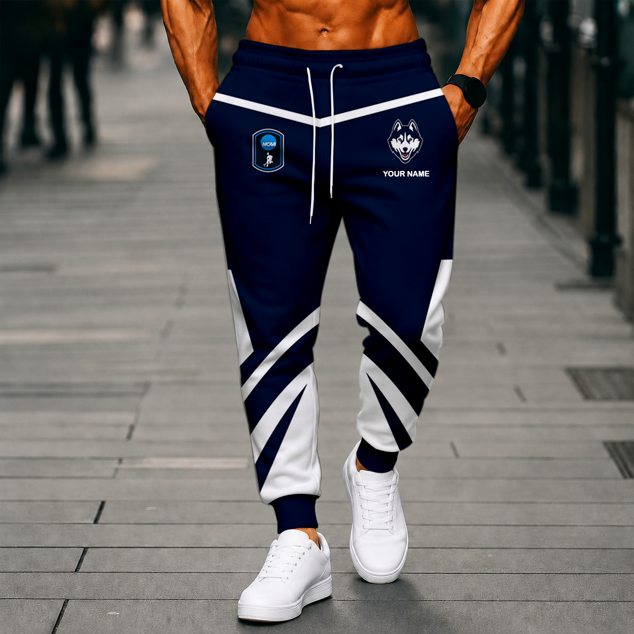 LIMITED EDITION - NEW CUSTOMIZED NCAA CFH07 UCH UCONN HUSKIES SWEATPANTS