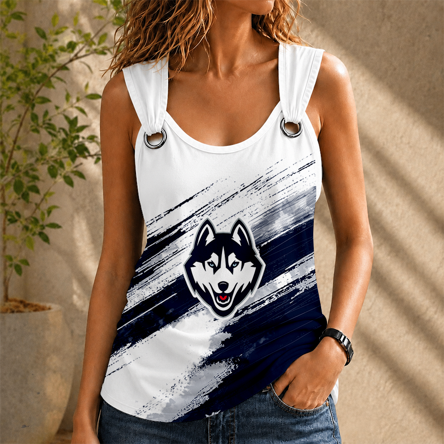 [FAN FAVORITE] NEW CUSTOMIZED NCAA CFH07 UCH UCONN HUSKIES O-RING SHOULDER TANK TOP