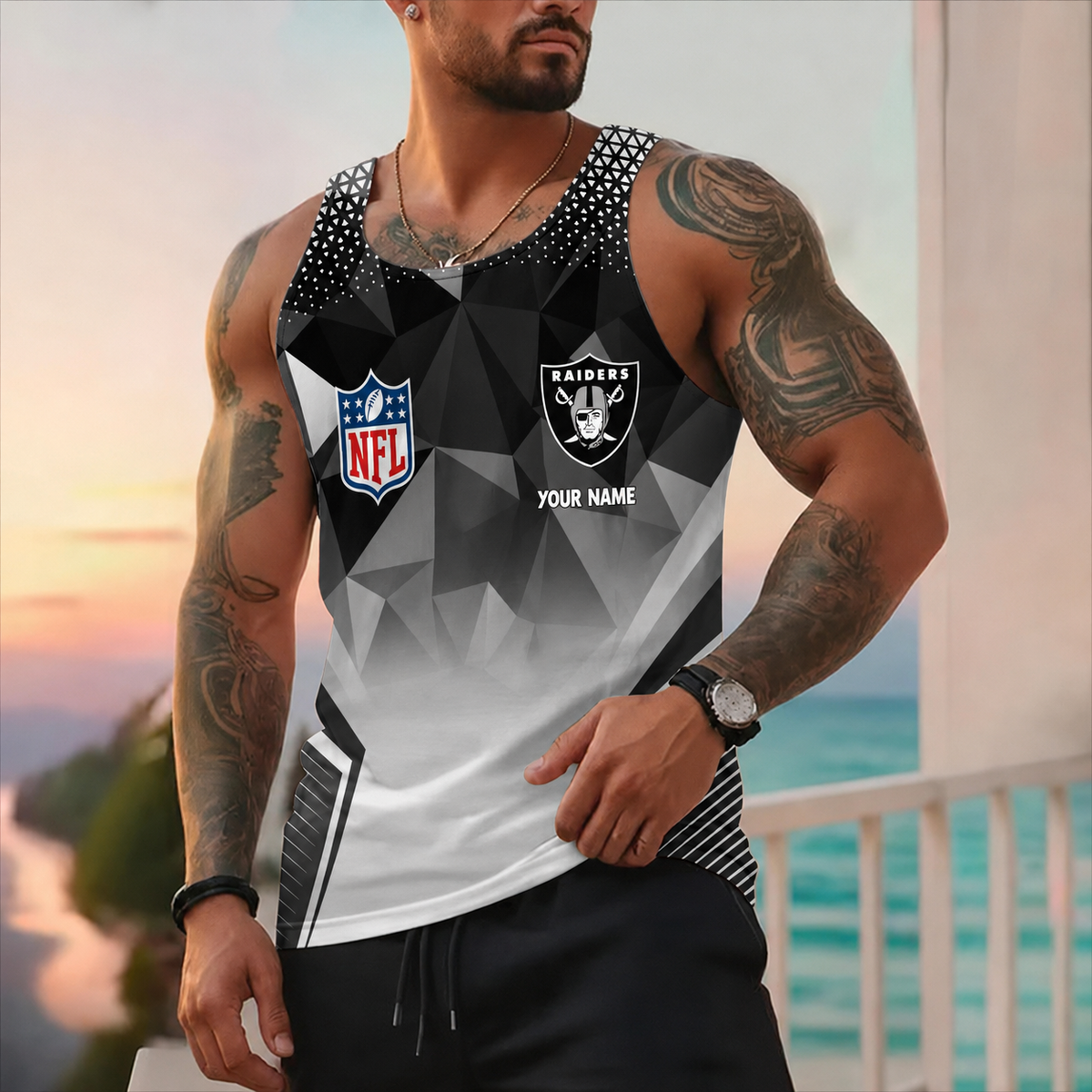EXCLUSIVE EDITION - NEW CUSTOMIZED NFL07 LVR LAS VEGAS RAIDERS UNISEX TANK TOP