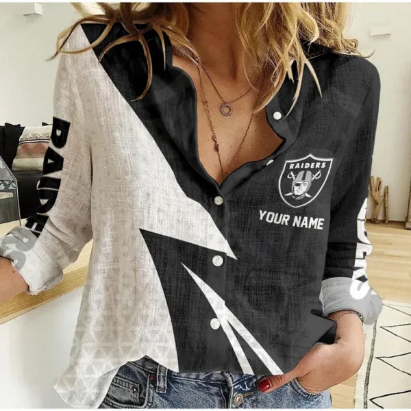 [SPECIAL OFFER] NEW CUSTOMIZED NFL07 LVR LAS VEGAS RAIDERS WOMEN CASUAL SHIRT