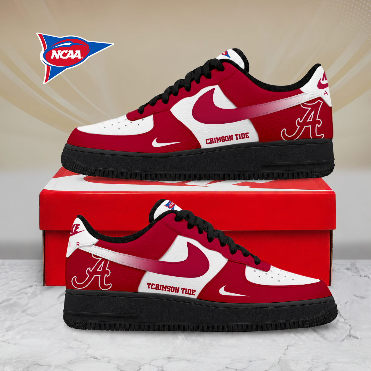 SPECIAL EDITION - NEW CUSTOMIZED NCAA FBS08 ABC ALABAMA CRIMSON TIDE AF1 SHOES