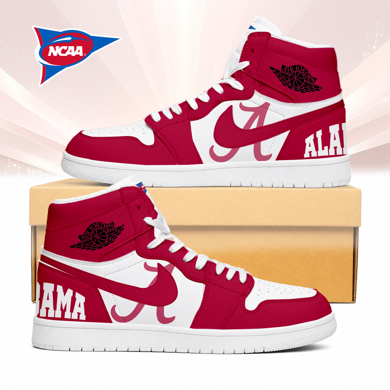 LIMITED EDITION - NEW CUSTOMIZED NCAA FBS08 ABC ALABAMA CRIMSON TIDE AIR JORDAN SNEAKERS