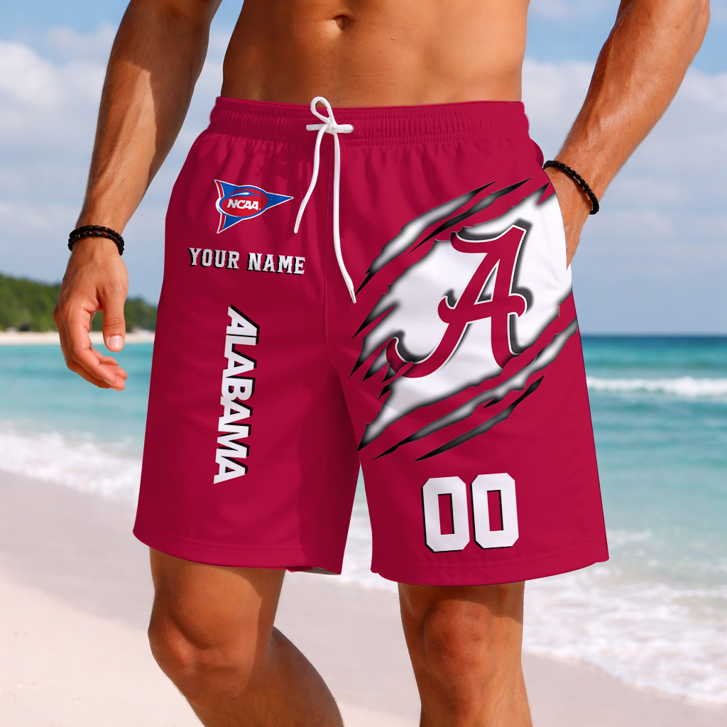 LIMITED EDITION - NEW CUSTOMIZED NCAA FBS08 ABC ALABAMA CRIMSON TIDE SHORT PANTS